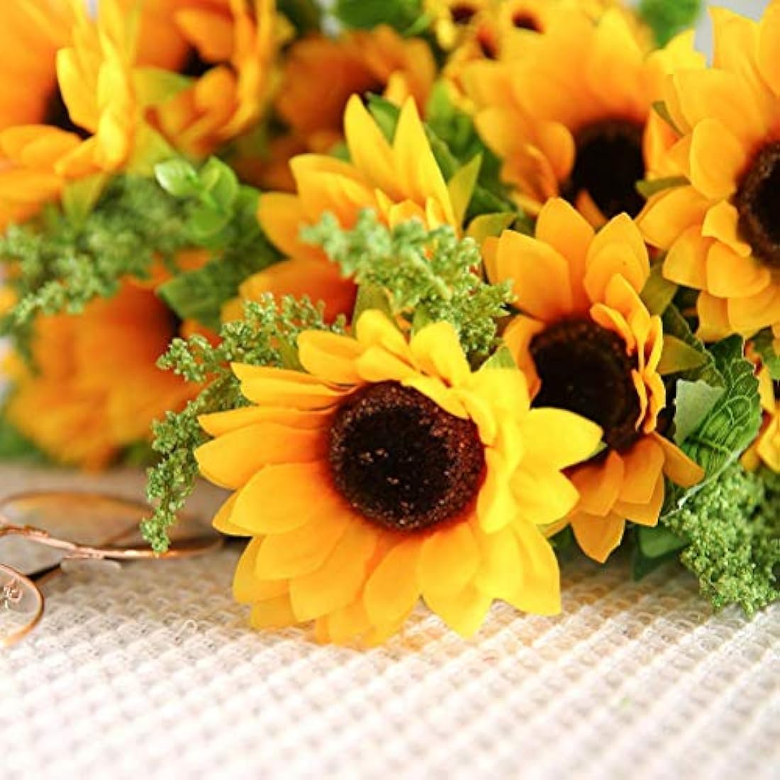Jolof Store 2-Pack Silk Sunflower Artificial Flowers for Home Decor