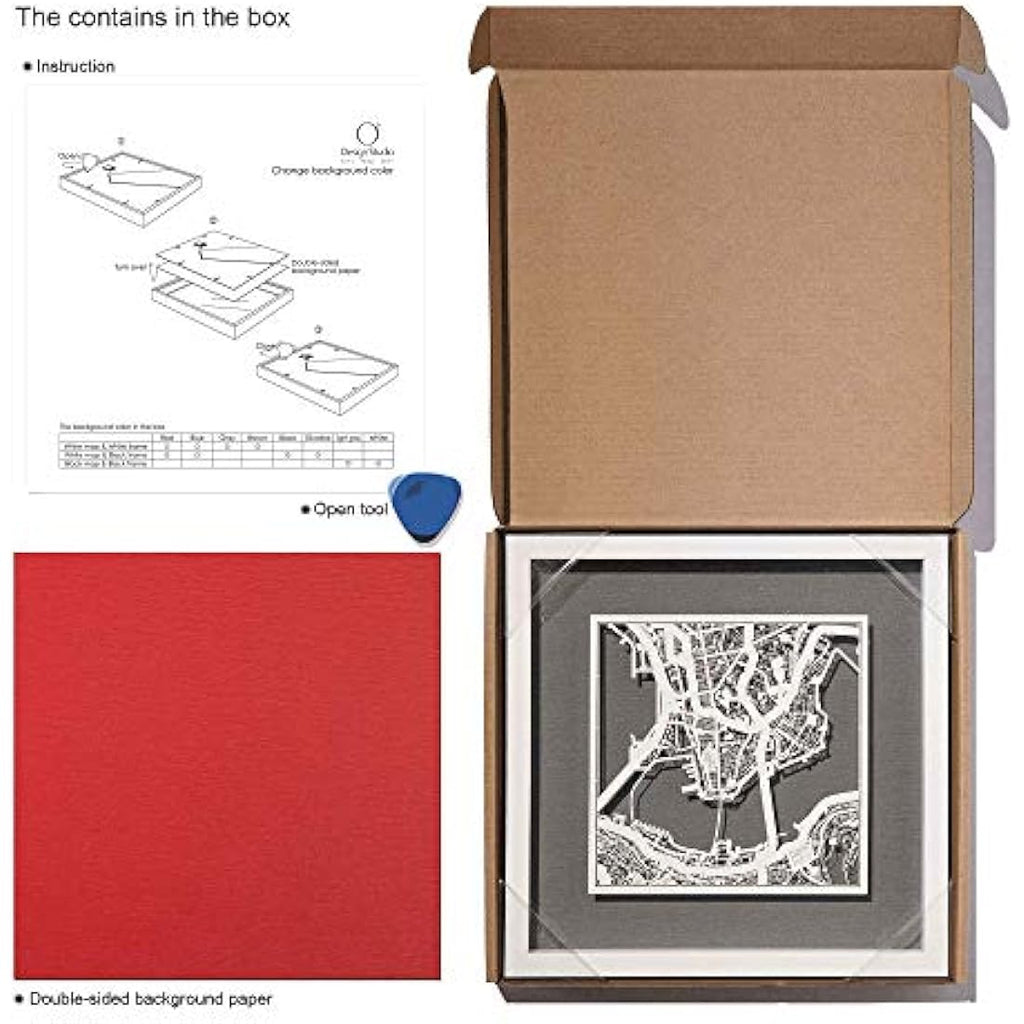 Washington D.C. Paper Cut Map Art - Framed 9x9 Wall Decor by O3