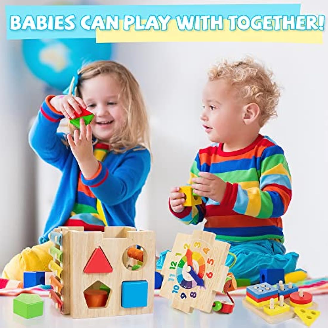 Jolof Store 8-in-1 Wooden Activity Cube | Montessori Toddler Toy (Pink)