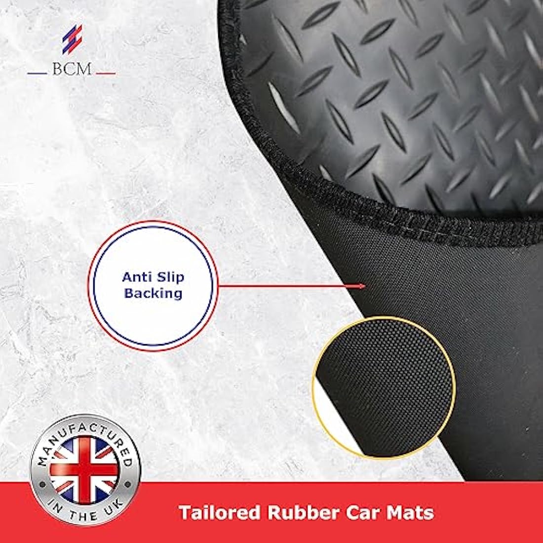 BCM Hyundai Kona 2017-Onward Tailored 3mm Rubber Car Floor Mats - 4pc