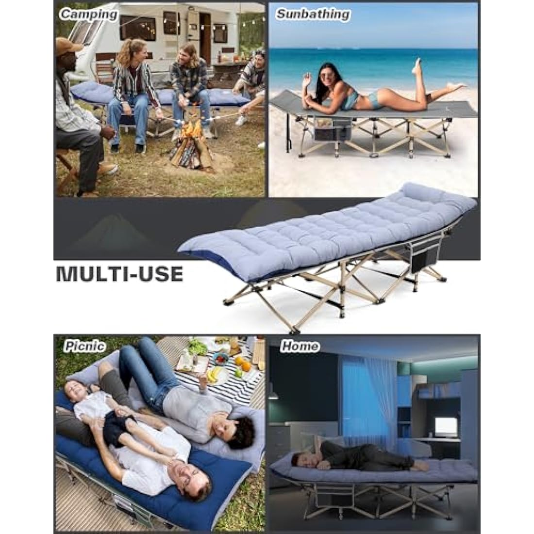 Sportneer Camping Bed with Mattress – 450lbs Heavy Duty Portable Cot