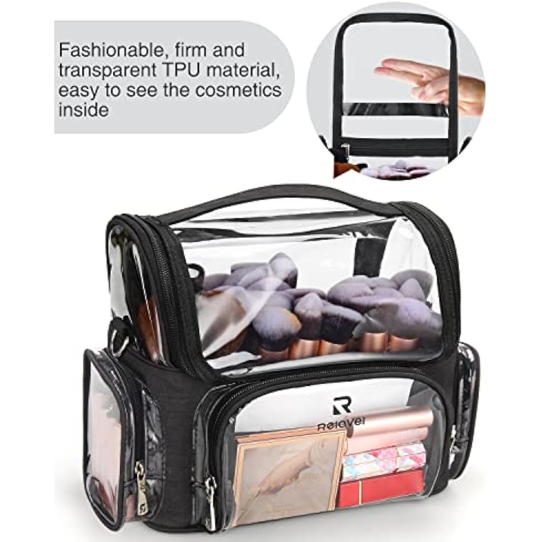 Relavel Professional Makeup Brush Case | Clear Waterproof Travel Organizer