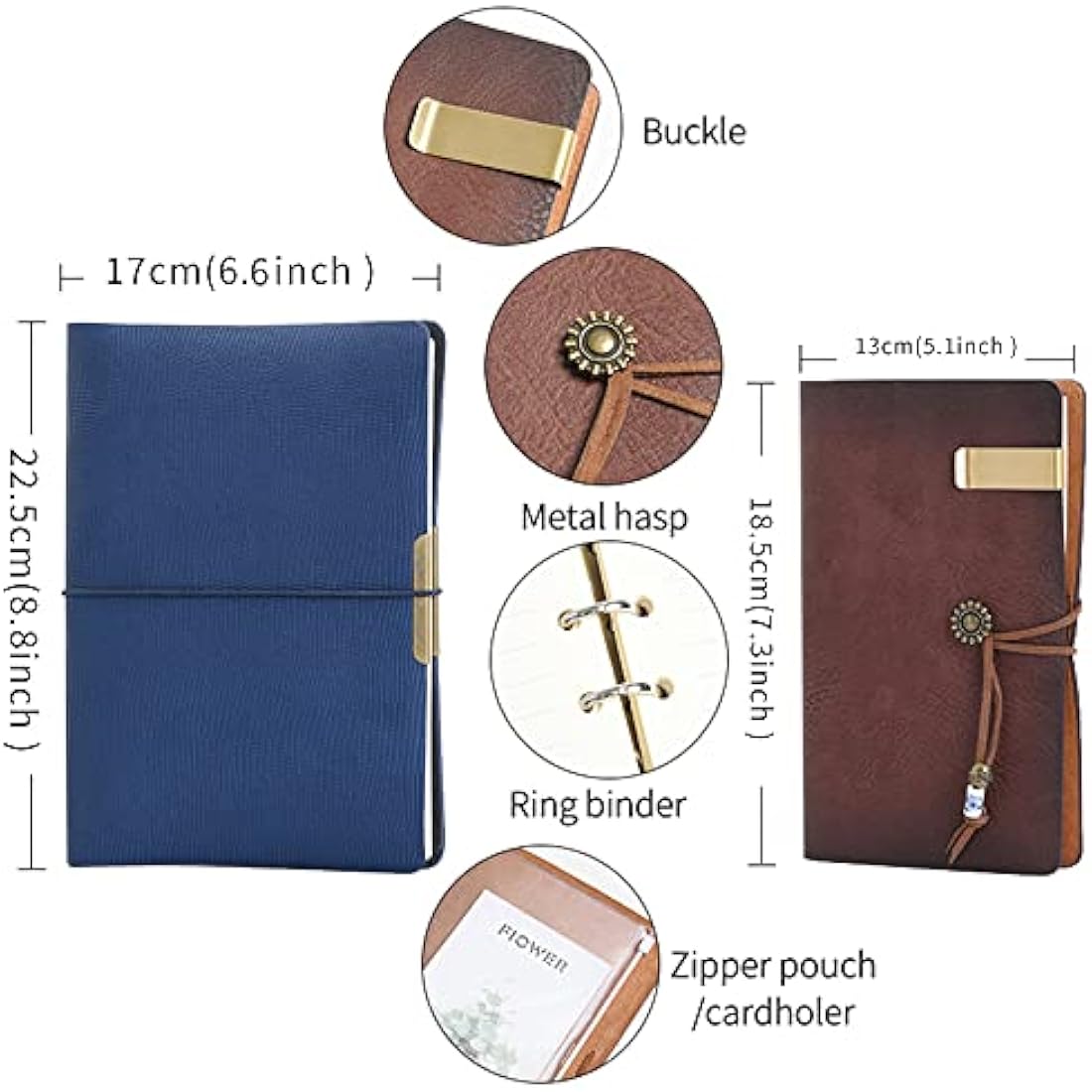 Jolof Store A5 Leather Refillable 6 Ring Binder Journal - Maroon Pink