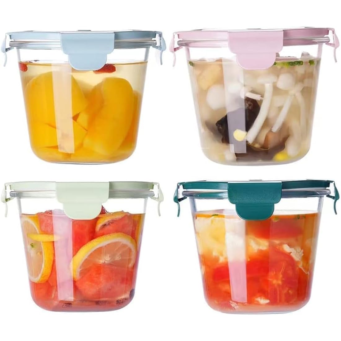 710ml Round Glass Soup Containers - Airtight Borosilicate 4pk