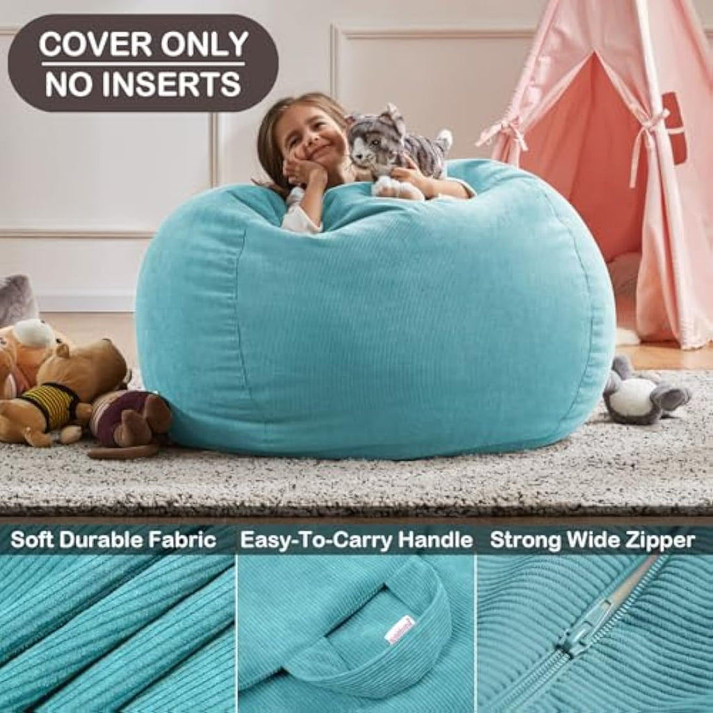 Nobildonna Bean Bag Chair Cover - Soft Corduroy Stuffed Animal Storage