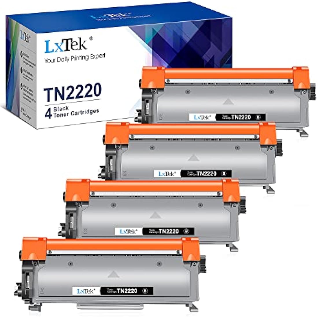 LxTek Compatible Brother TN2220 Black Toner Cartridge - 4-Pack