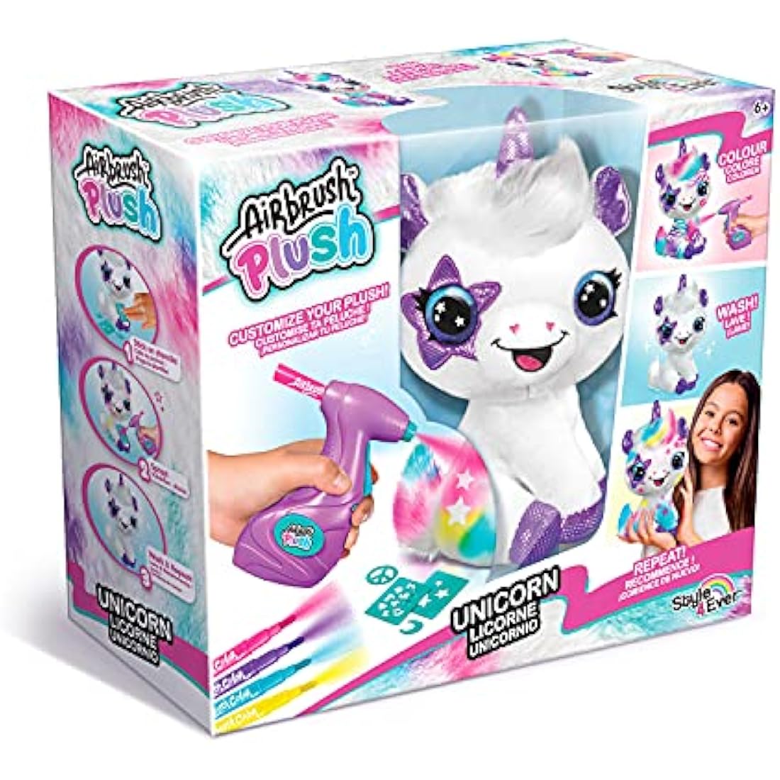 Canal Toys Unicorn Airbrush Plush - DIY Spray Art Toy with Stencils