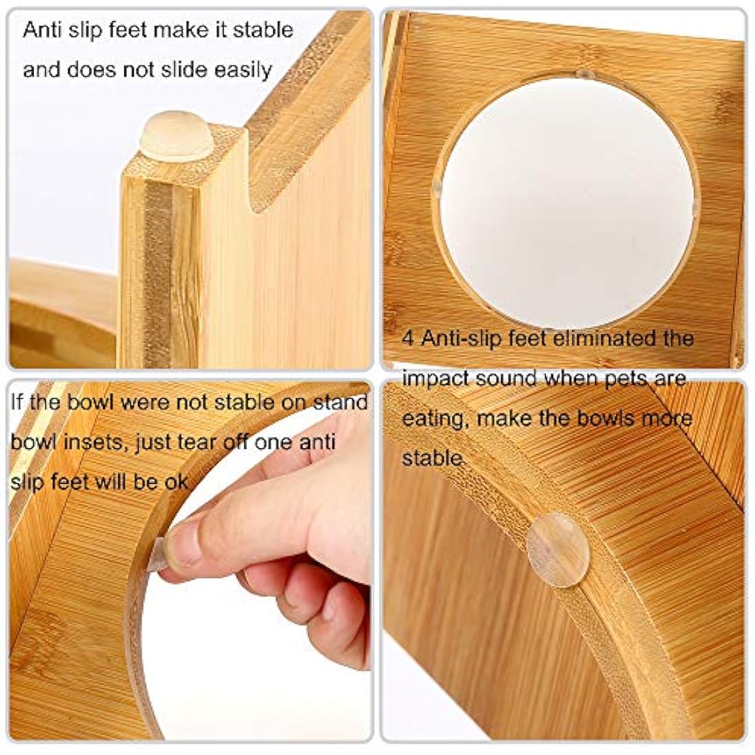 FOREYY Raised Pet Bowls - Adjustable Bamboo Elevated Feeder with 2 Bowls
