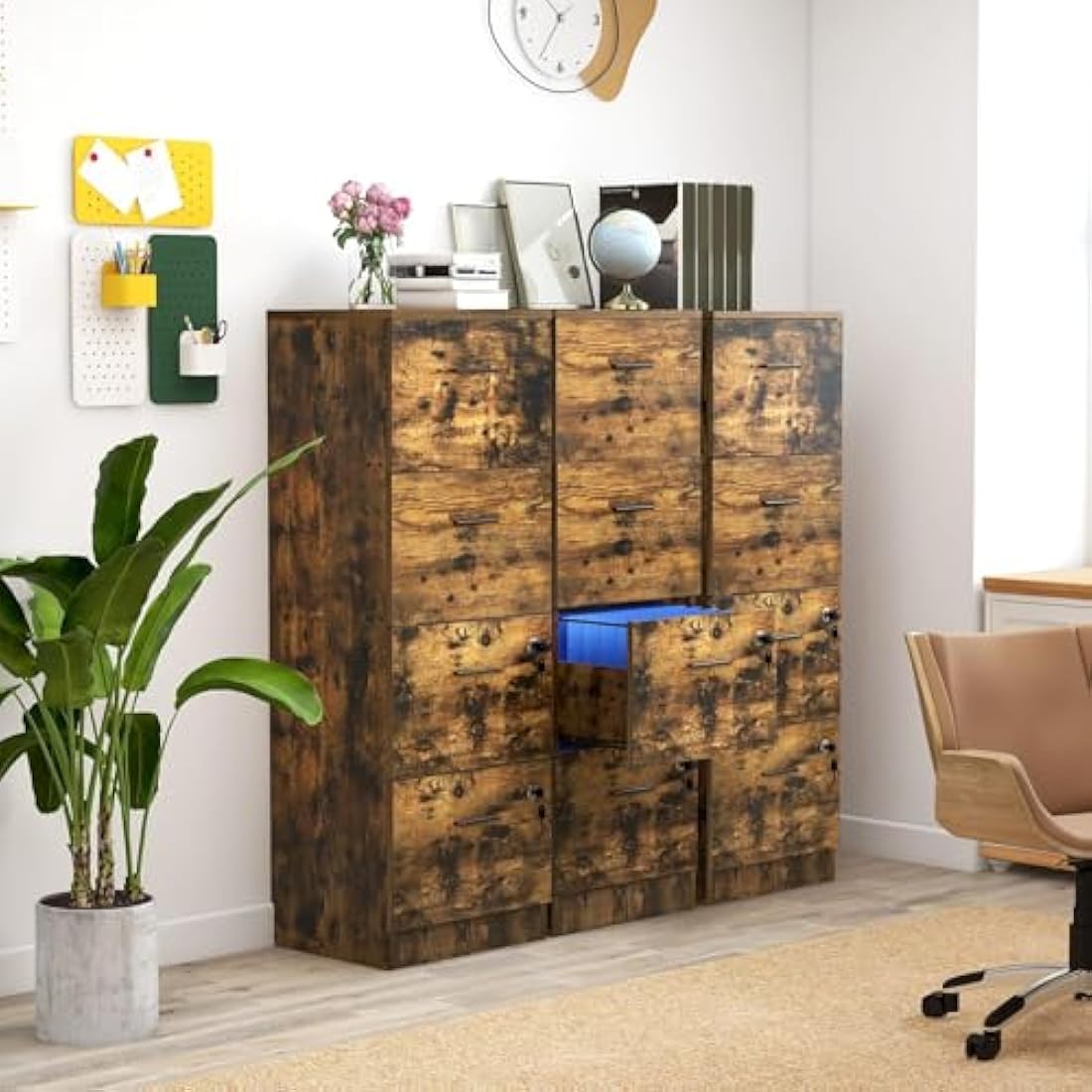 YITAHOME 4-Drawer Vertical File Cabinet | Lockable Brown Wood Storage