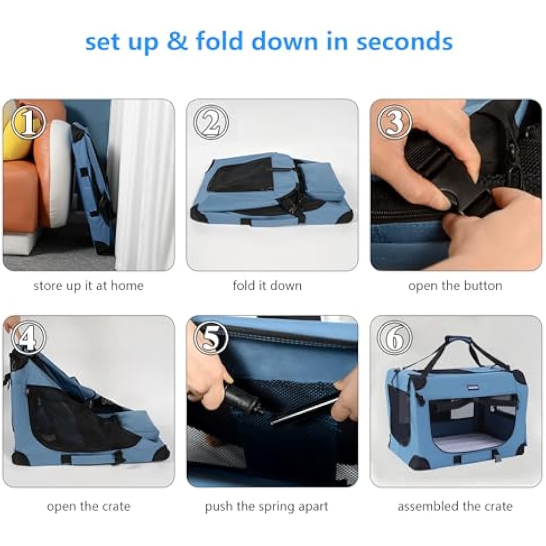 Petprsco Portable Collapsible Dog Crate | Soft Foldable Pet Carrier with Mat