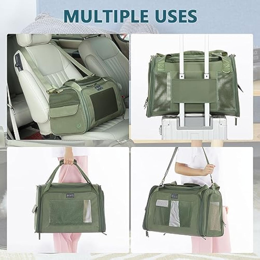 Petsfit Soft Sided Dog Carrier | Large Oxford Fabric Pet Travel Bag, Olive