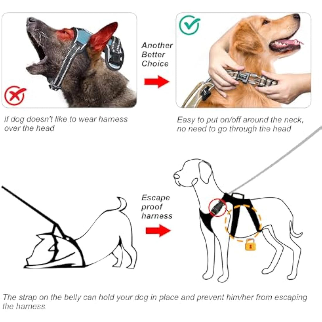 Jolof Store Escape Proof Dog Harness – No Pull Reflective Vest, Brown