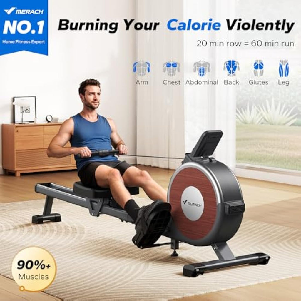 MERACH Q1S Magnetic Rowing Machine - 158kg Capacity Home Gym Rower