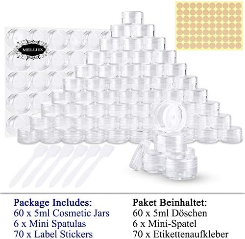 60-Piece 5ml Clear Plastic Cosmetic Sample Jars for Makeup