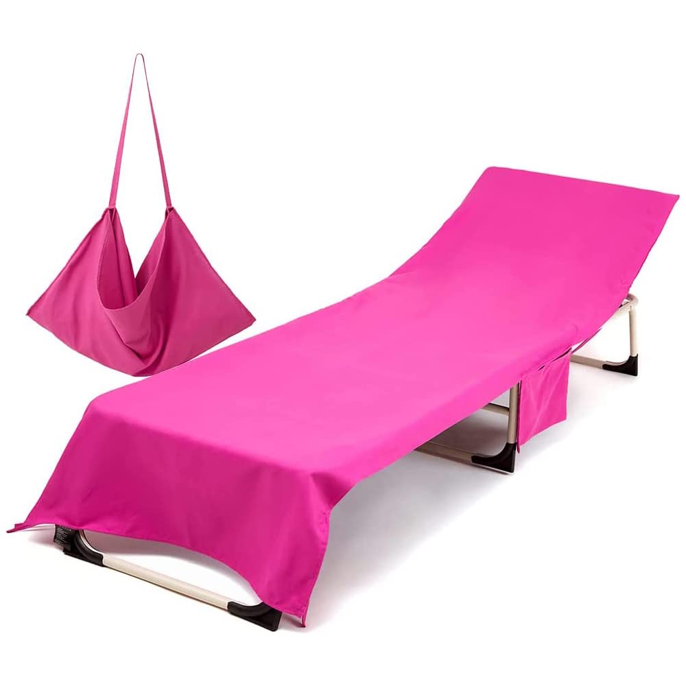 Microfiber Beach Chair Cover Towel with Side Pockets