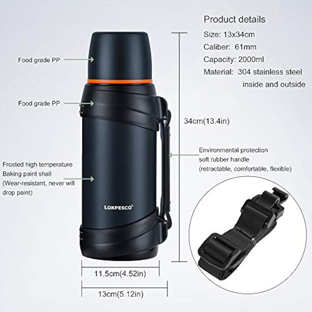 Jolof Store 2L Vacuum Insulated Flask – Stainless Steel Travel Carafe