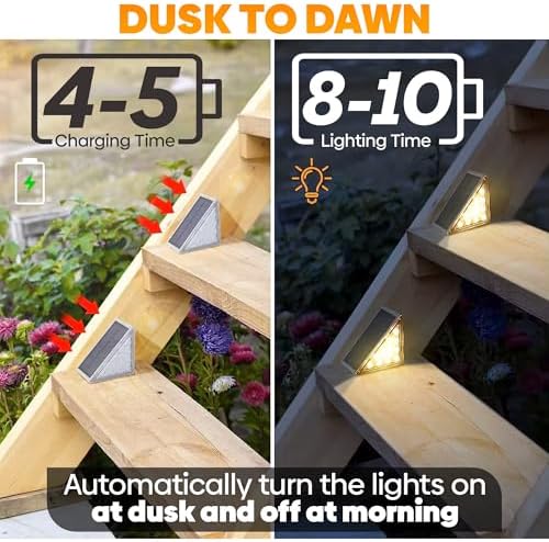 Adyos Solar Step Lights | 6 Pack IP67 Waterproof LED Deck & Stair Lights