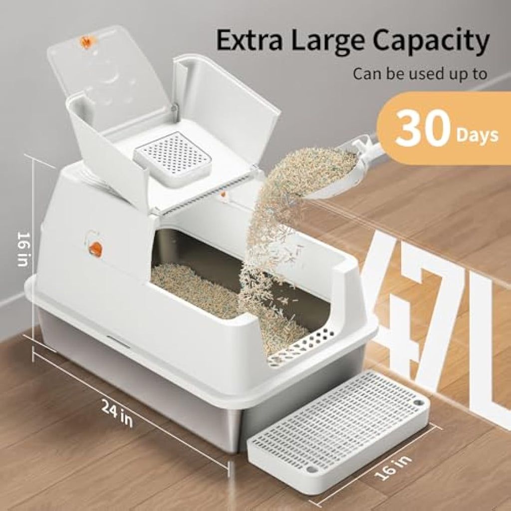 Jolof Store Stainless Steel Cat Litter Box – Large Odor Control Tray
