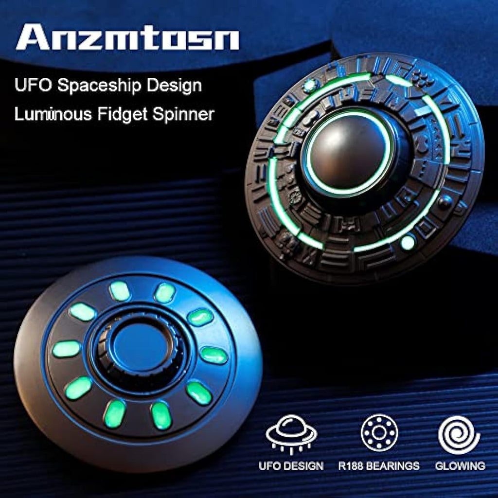 UFO Fidget Spinner – Glow in the Dark Metal Stress Relief Toy
