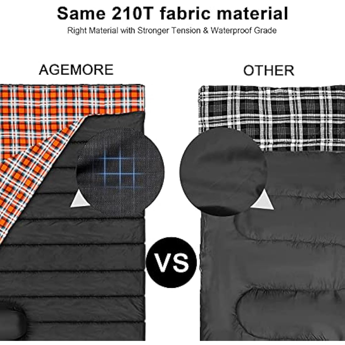 Agemore Double Sleeping Bag – Waterproof Cotton Flannel for Camping