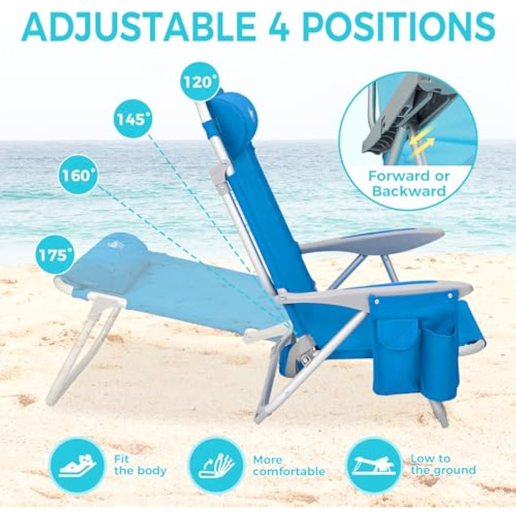 #WEJOY 4-Position Adjustable Beach Chair | Lightweight Aluminum Folding Seat