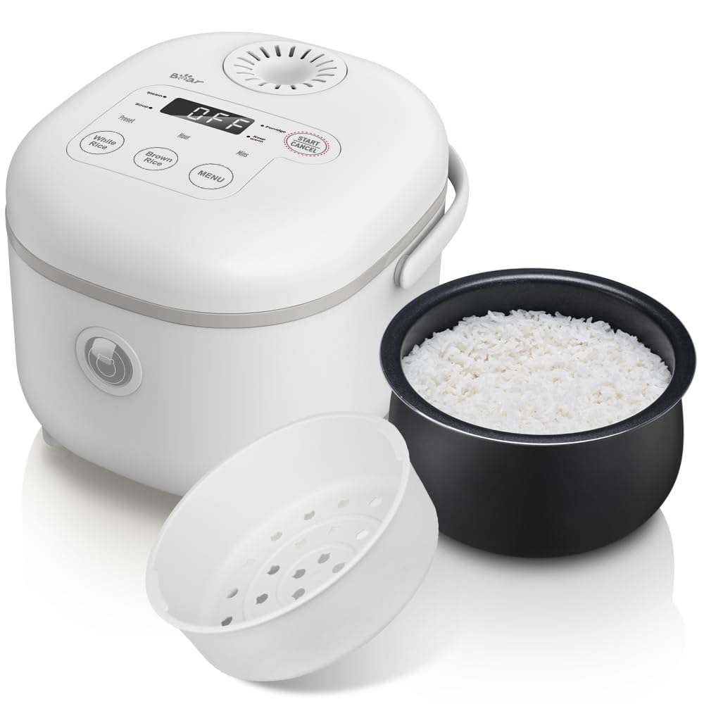 Bear 4-Cup Multifunctional Rice Cooker with Steamer – 2L Non-Stick Pot