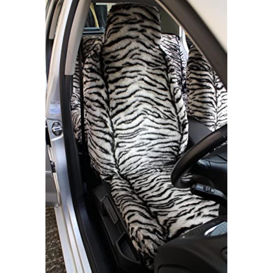 Grey Tiger Print Faux Fur Car Seat Covers – Universal Fit