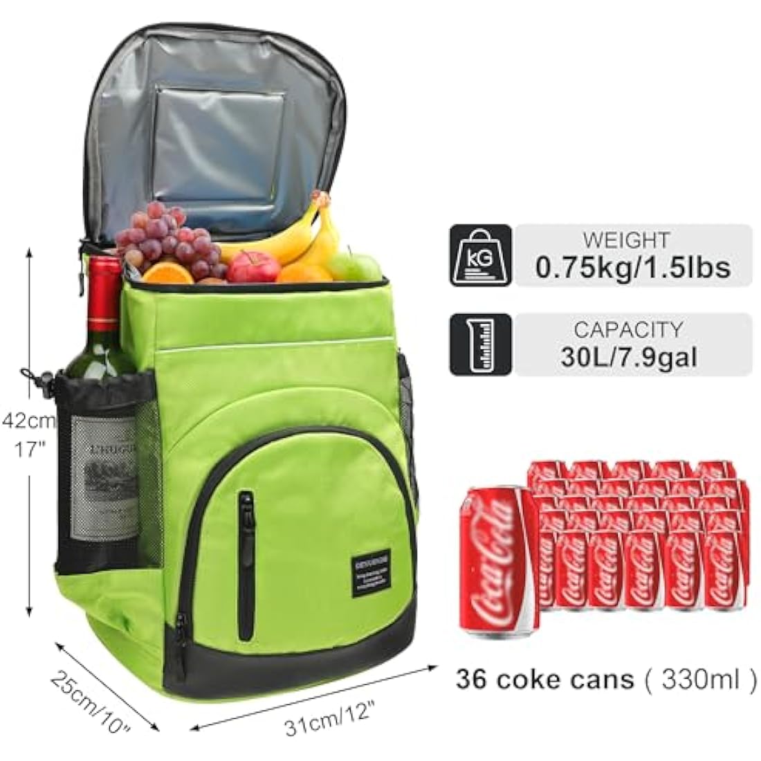 Outplea 30L Insulated Cooler Backpack | 36-Can Leak Proof Soft Picnic Bag