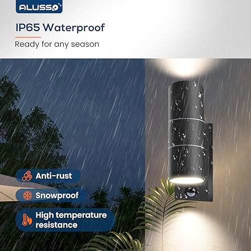 ALUSSO Motion Sensor Outdoor Wall Light – IP65 Stainless Steel Up Down Sconce
