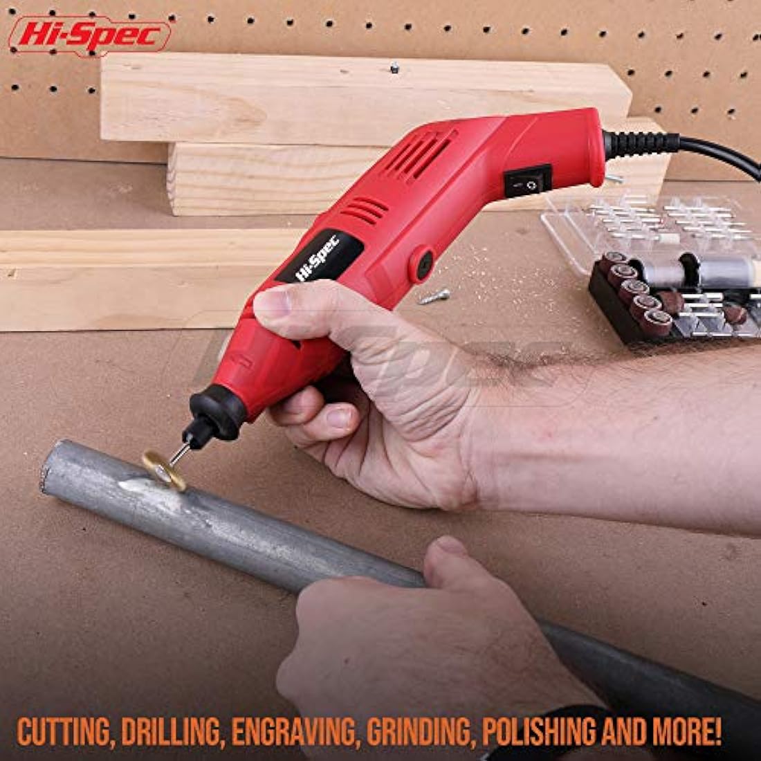 Hi-Spec 130W Corded Rotary Tool Kit – 121pc Dremel Compatible Set