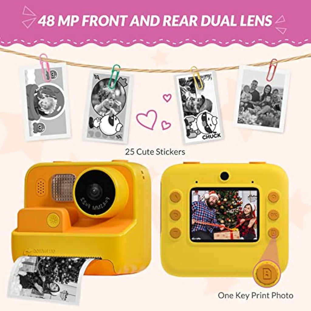 Mafiti Kids Instant Print Camera | 1080P HD Digital Selfie Cam with 32GB SD