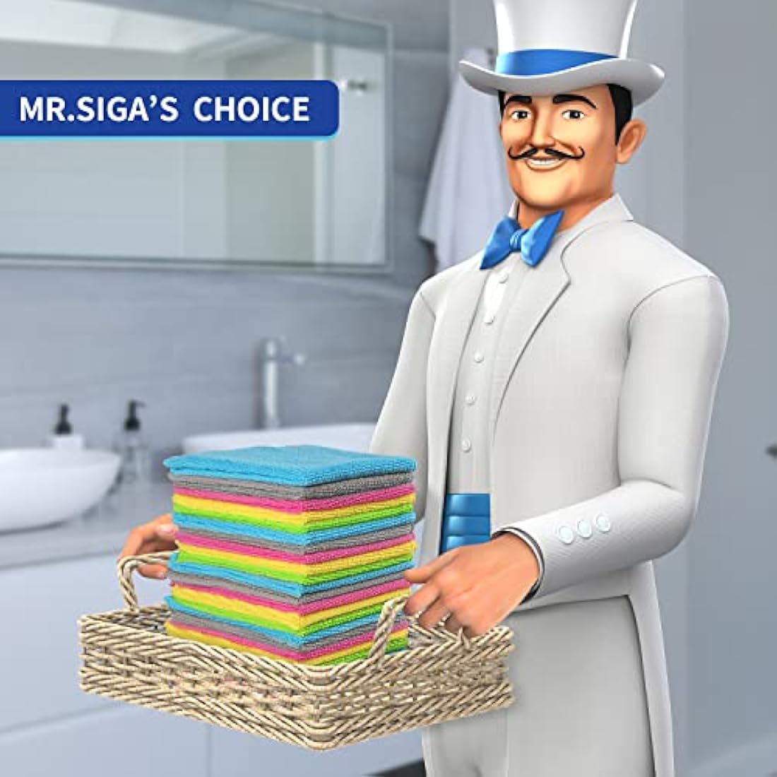 MR.SIGA Microfiber Cleaning Cloths | All-Purpose Towels, 50 Pack