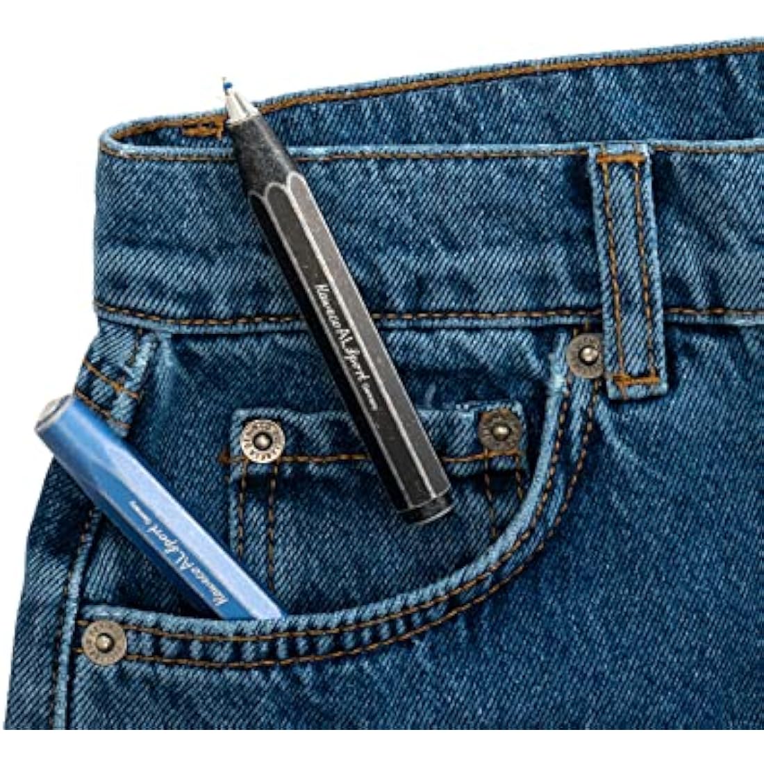Kaweco AL Sport Rollerball Pen – Stonewash Blue Aluminium Pocket Pen