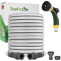 TheFitLife 22m Metal Garden Hose – 304 Stainless Steel with 8-Pattern Nozzle