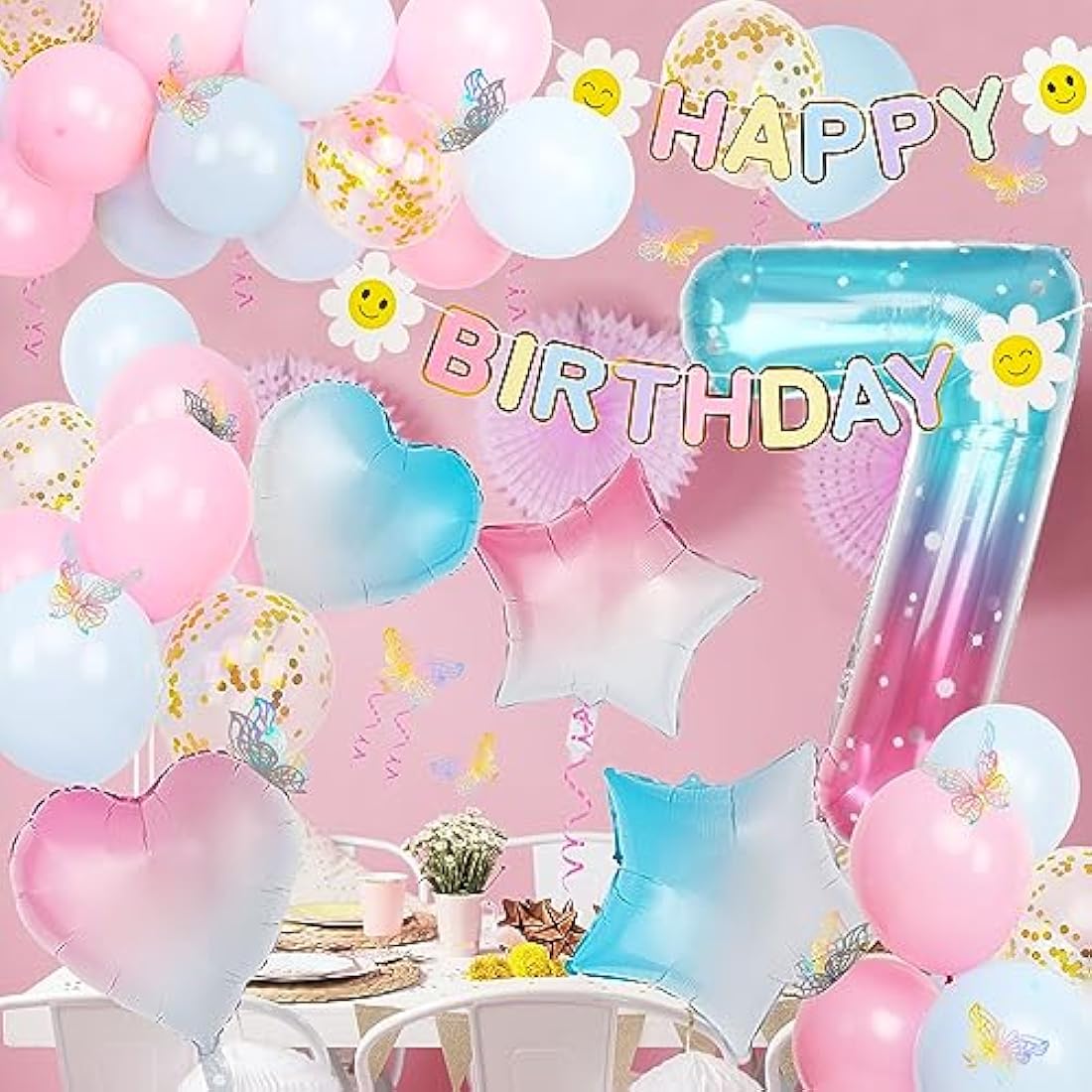 7th Birthday Decorations – Gradient Number 7 Balloon Kit