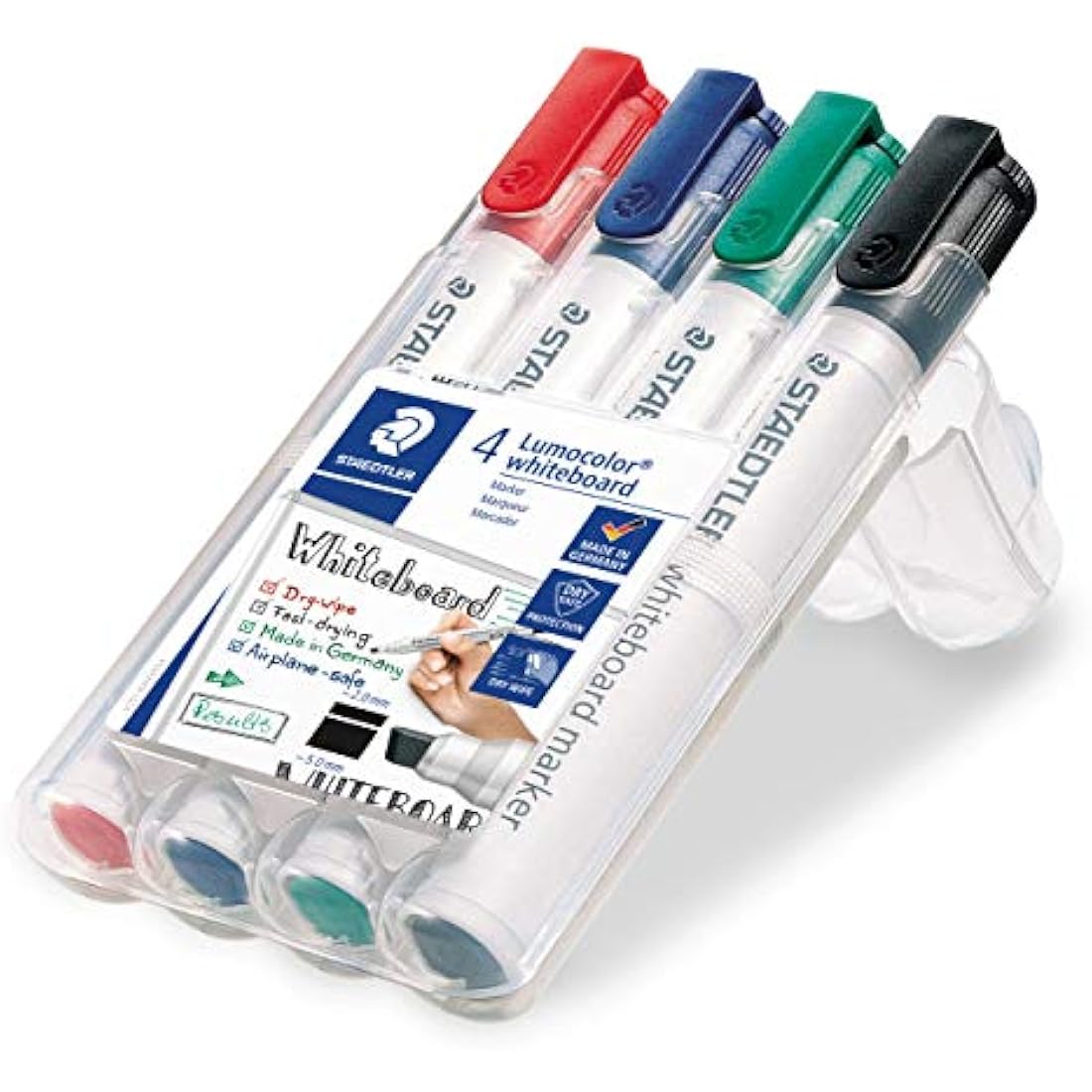 Staedtler Lumocolor Whiteboard Markers – Chisel Tip, Assorted (4 Pack)