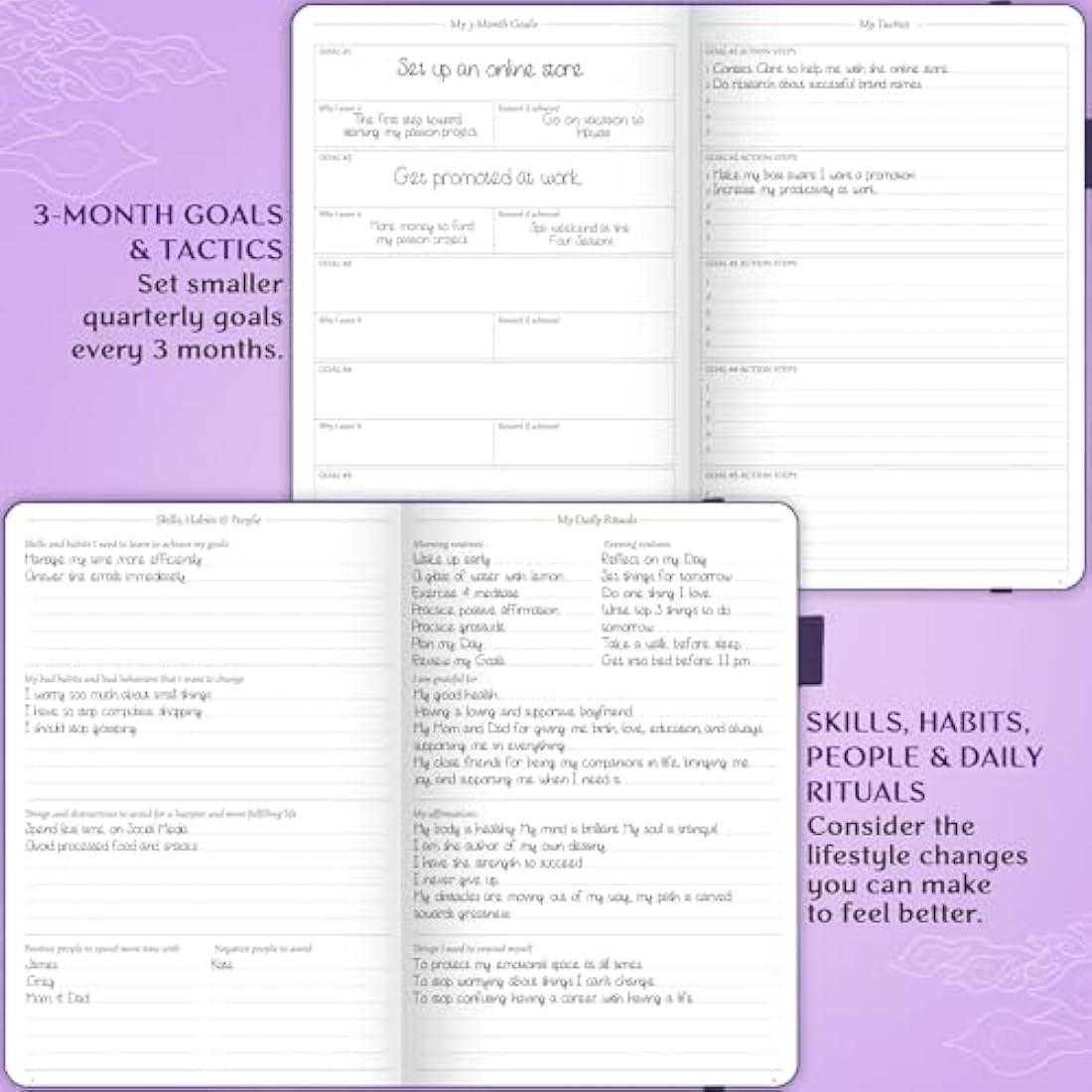 Legend Planner Undated Daily Productivity Journal – A5 Dark Purple PU Leather