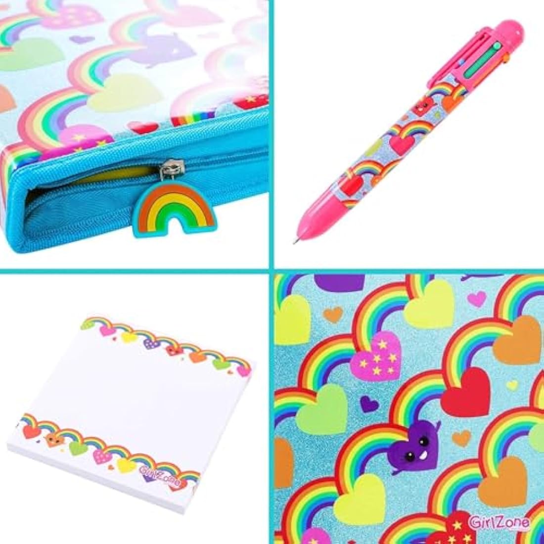 GirlZone Rainbow Stationery Set – 43-Piece Jumbo Art Case for Girls