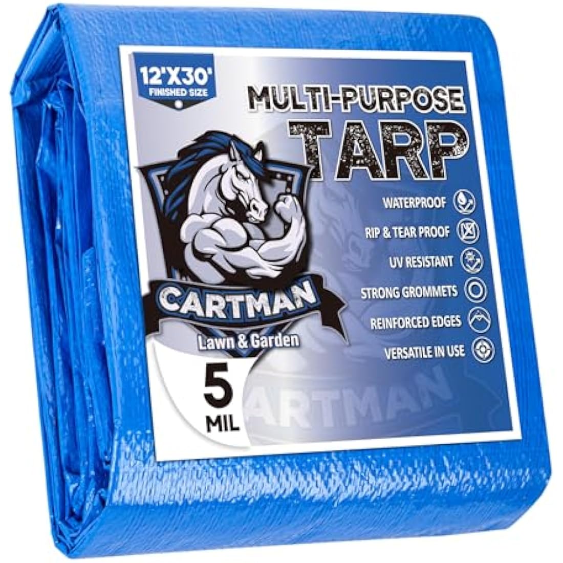 Blue Poly Tarp – 12x30 Ft Waterproof Protective Cover