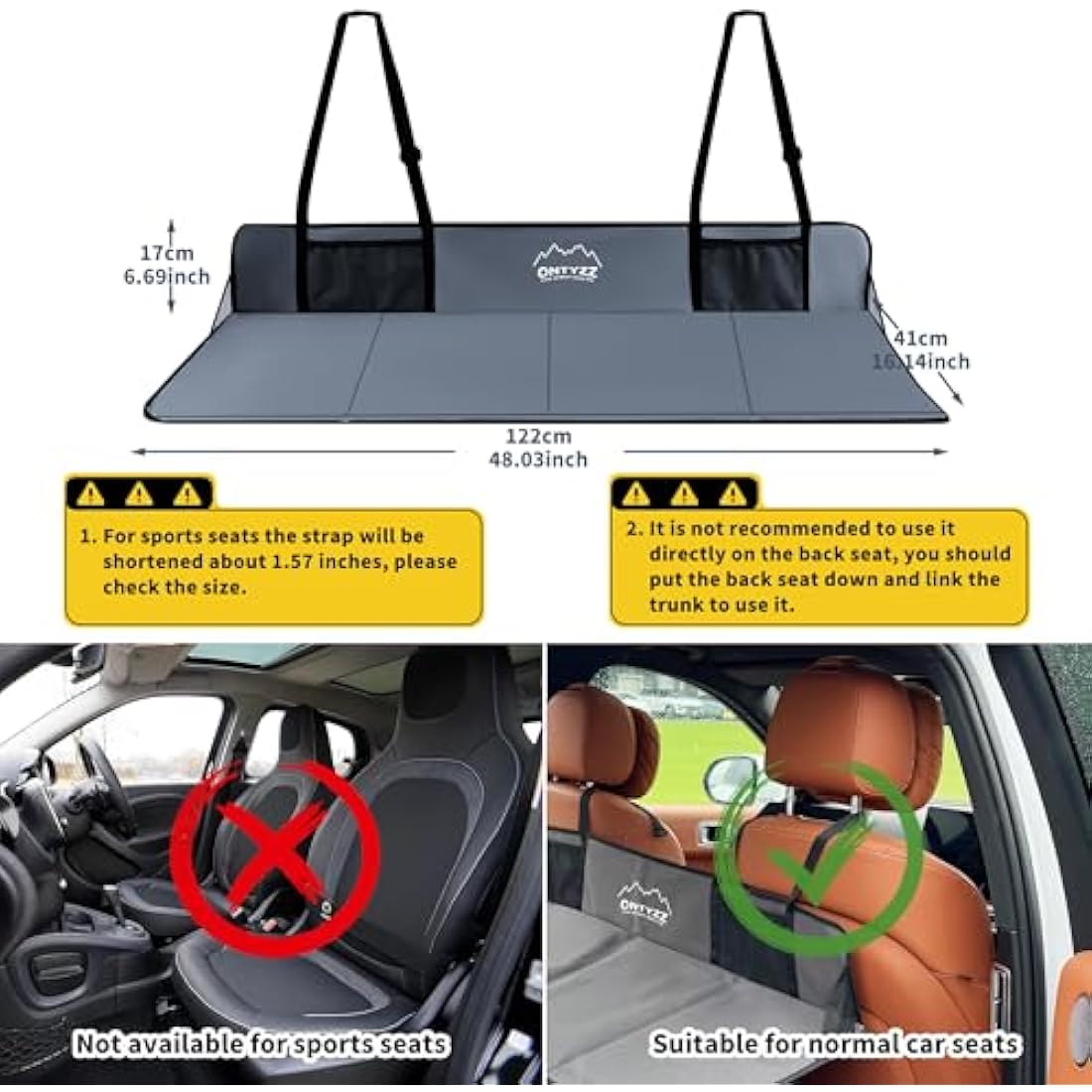 ONTYZZ Non-Inflatable Car Back Seat Extender | Foldable SUV Camping Mattress