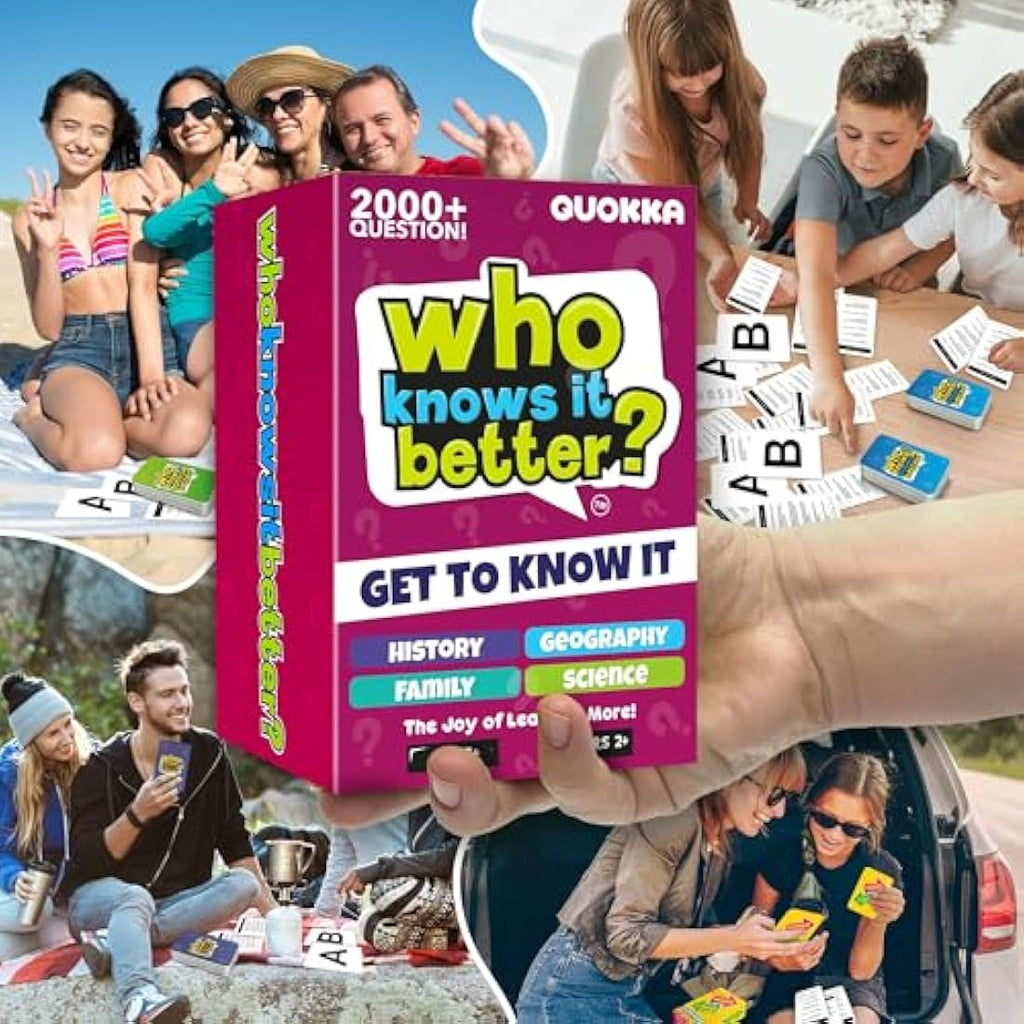 QUOKKA 4-in-1 Family Card Quiz Game | Educational Trivia for Ages 5+