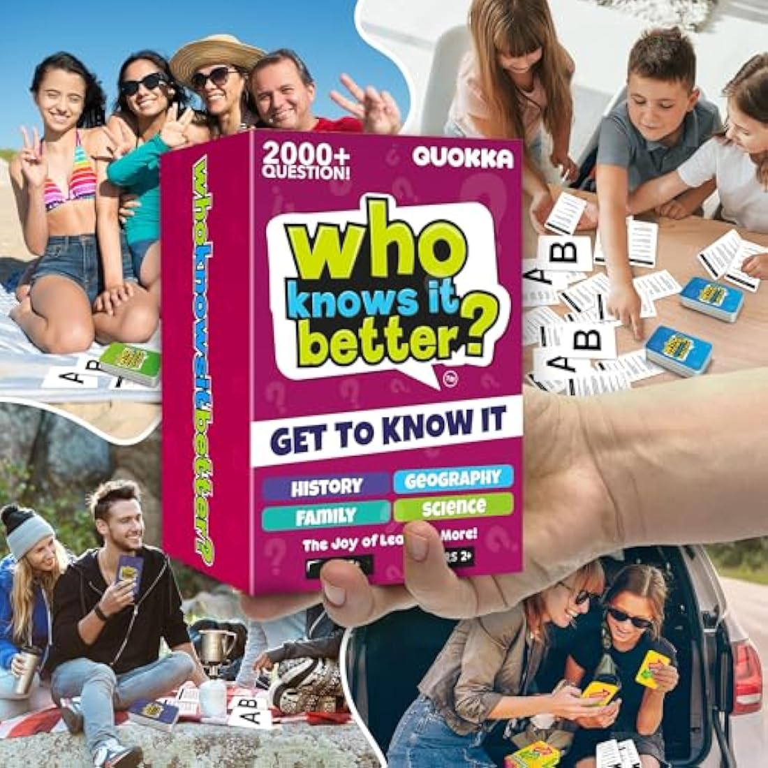 QUOKKA 4-in-1 Family Card Quiz Game | Educational Trivia for Ages 5+