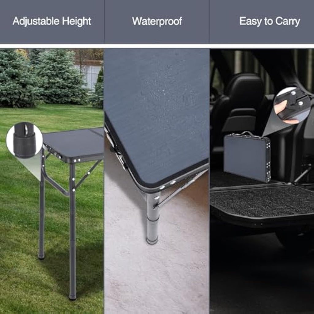 REDCAMP Small Folding Camping Table | Adjustable Height Aluminum Table