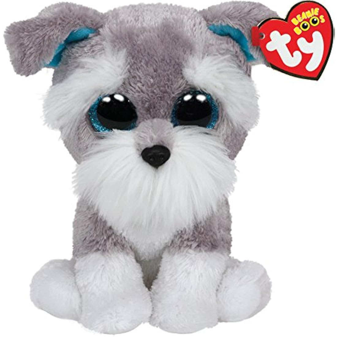 Ty Beanie Boo Whiskers the Schnauzer - Grey Plush Stuffed Animal 15cm