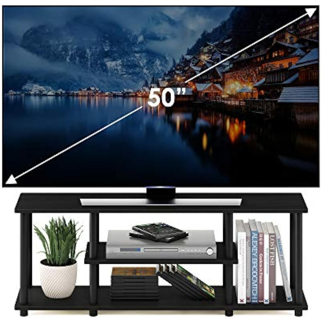 Furinno Turn-N-Tube 3-Tier TV Stand for 50-Inch TV, Walnut/Black