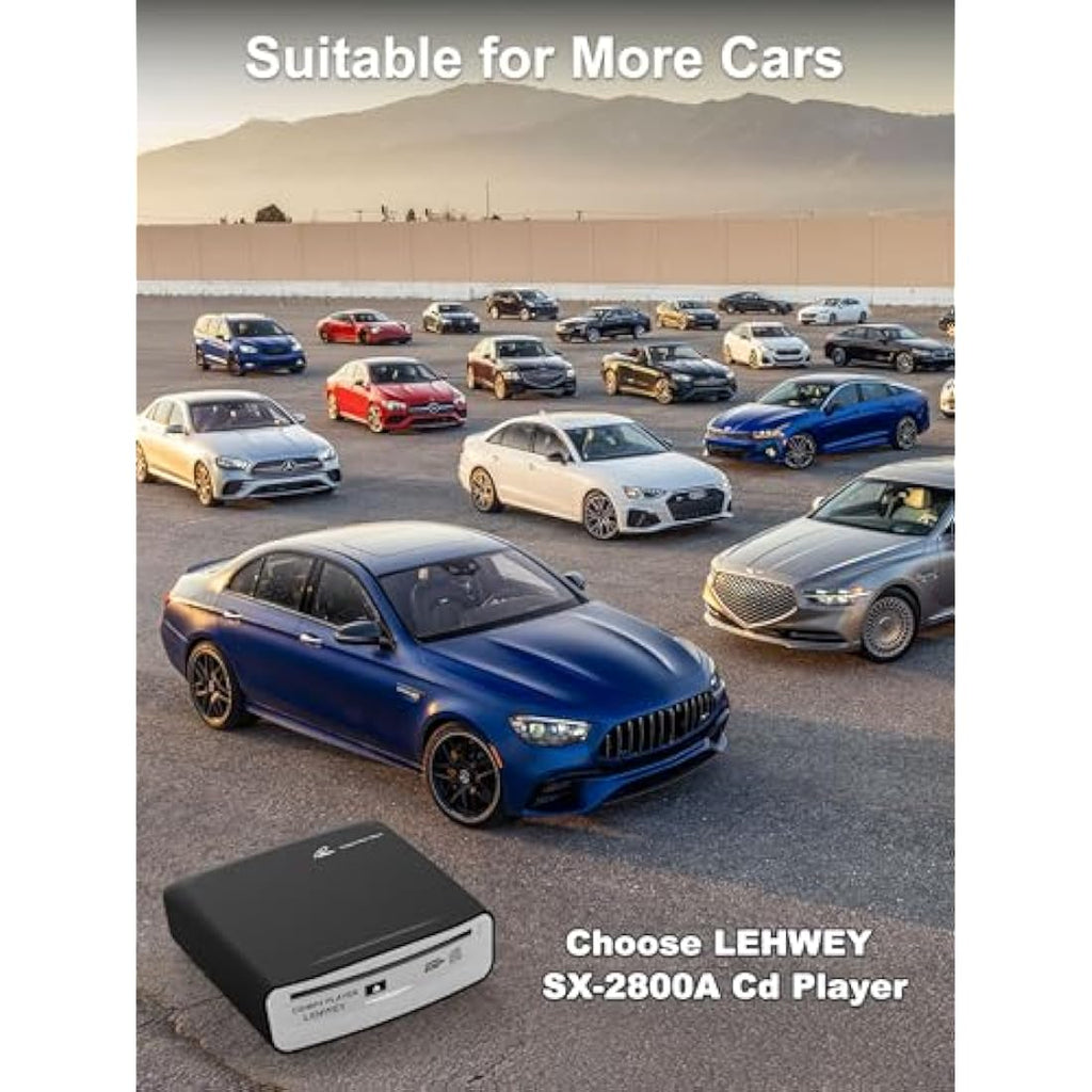 Lehwey External Car CD Player – Portable USB & AUX Audio with Anti-Skip