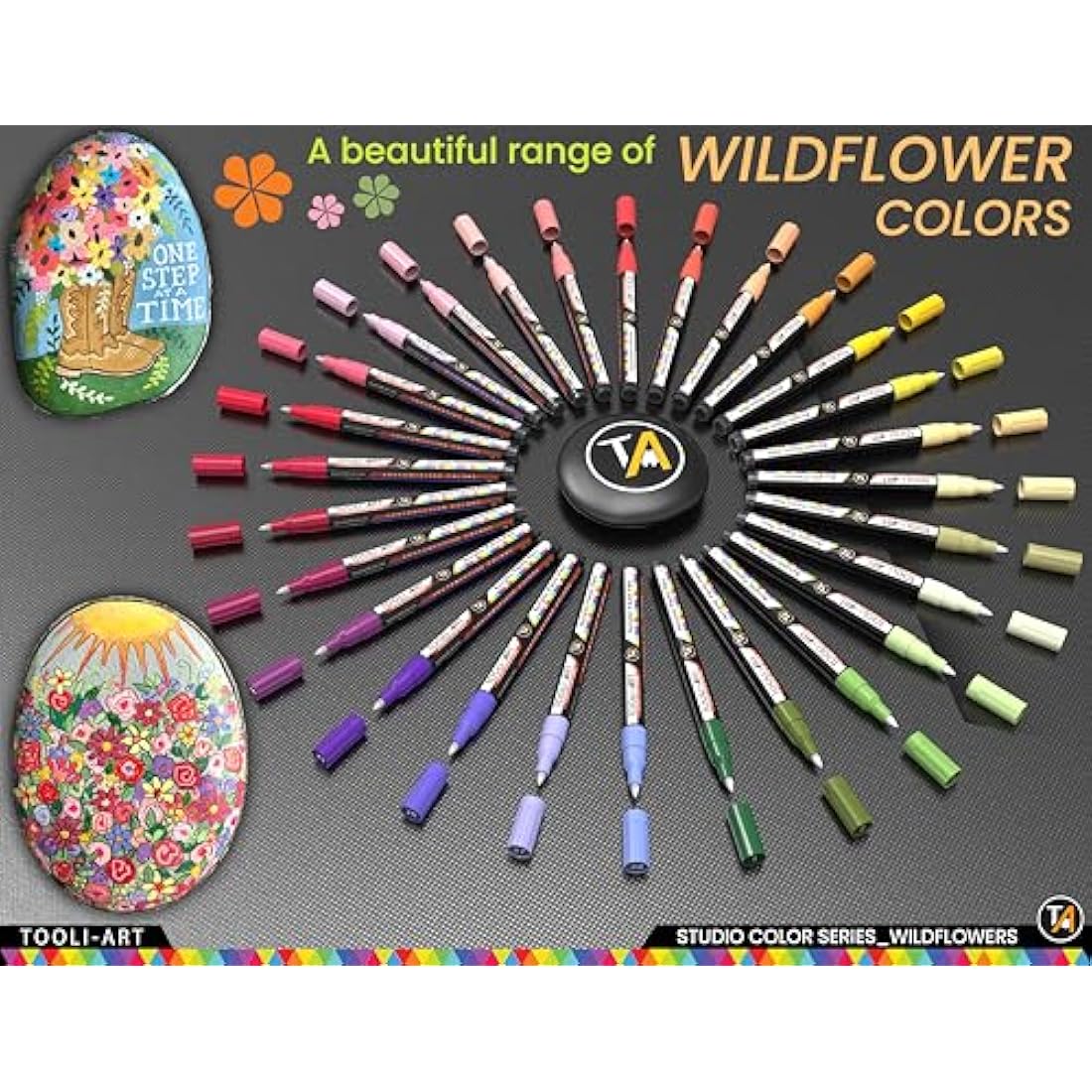 TOOLI-ART 28 Wildflower Acrylic Paint Pens – 0.7mm Extra Fine Tip Markers