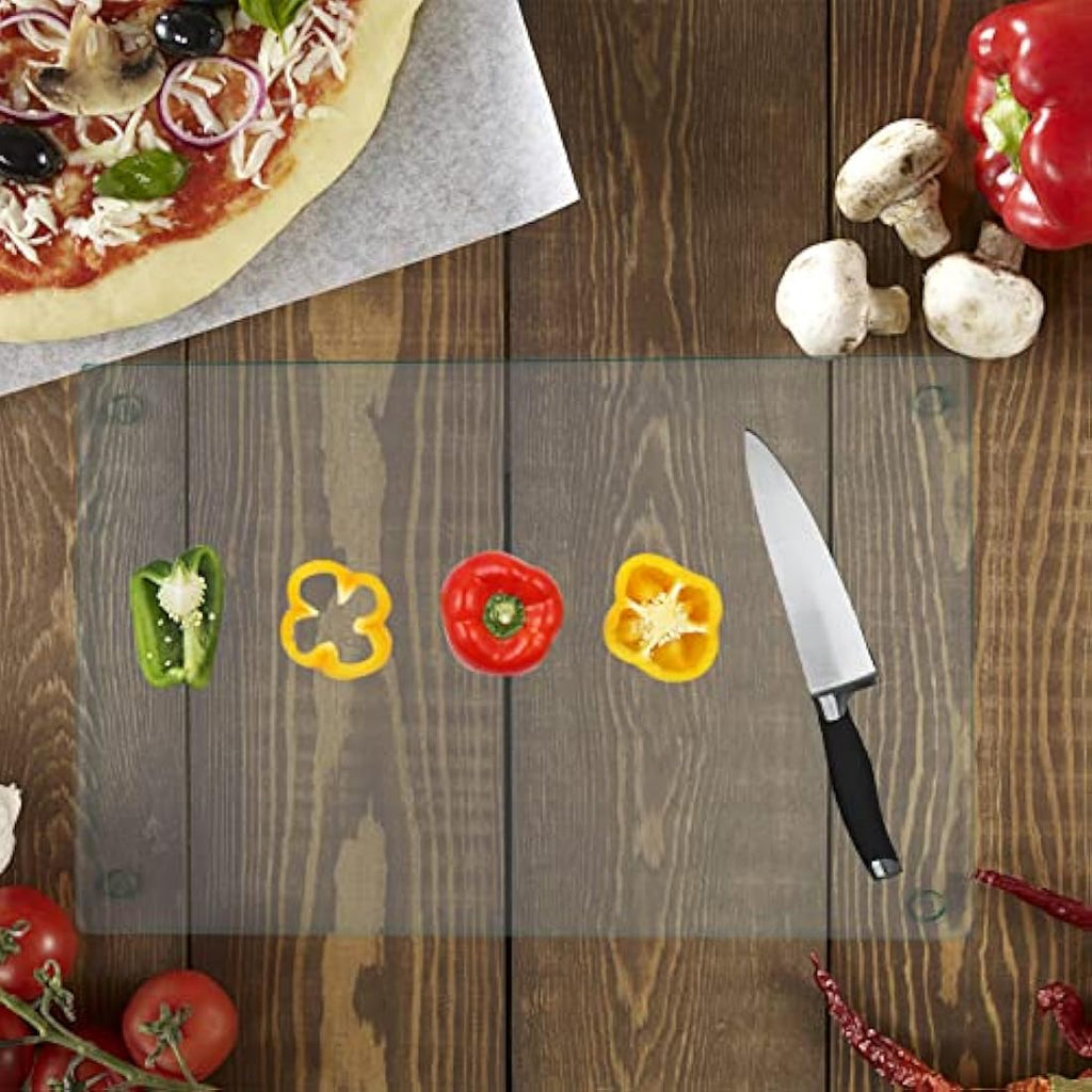Hacaroa 4 Pack Tempered Glass Cutting Board – Non-Slip Clear Chopping Board