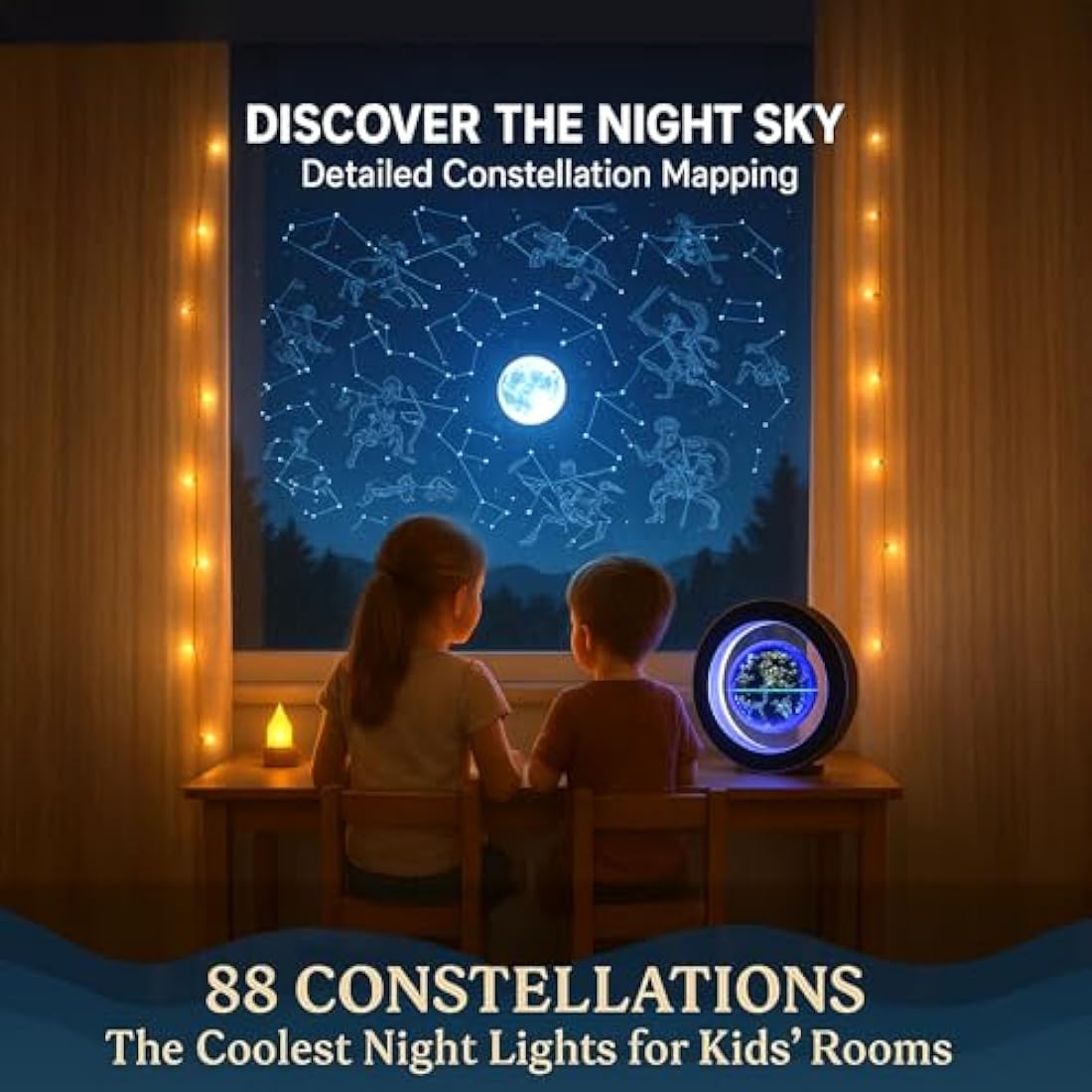 Magnetic Levitation 4" LED Constellation Rotating Globe