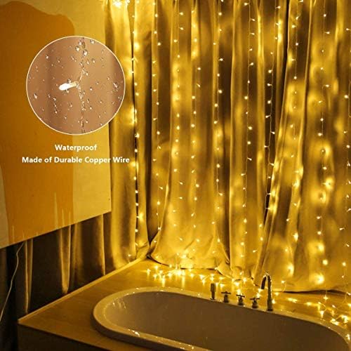 Elegear 600 LED Curtain Lights – 6m x 3m Warm White Waterproof Fairy Lights